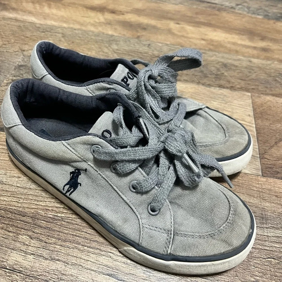 Ralph Lauren Polo Sneakers - Gray Canvas (Size 3 US) - Picture 1 of 4